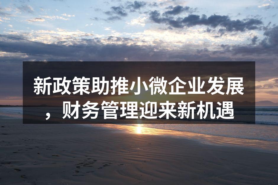 新政策助推小微企业发展，财务管理迎来新机